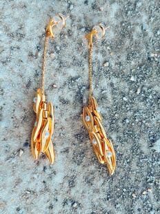 法式复古耳环百搭简约时尚麦穗精致通勤鹭青一同款高级感耳饰