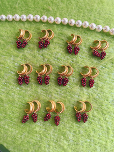 鹭青一同款紫色琉璃葡萄法式复古小众设计耳环百搭时尚气质饰品