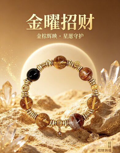 【金紫】法式复古天然石盘缠手链百搭富贵女小众设计轻奢优雅首饰