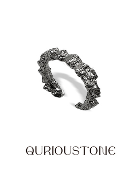 QURIOUSTONE【赵露思严浩翔周震南同款】黑色蛇骨树纹戒指925纯银
