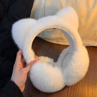 冬季耳罩可爱保暖猫耳朵护耳毛绒骑车防冻防寒耳套捂子可折叠学生