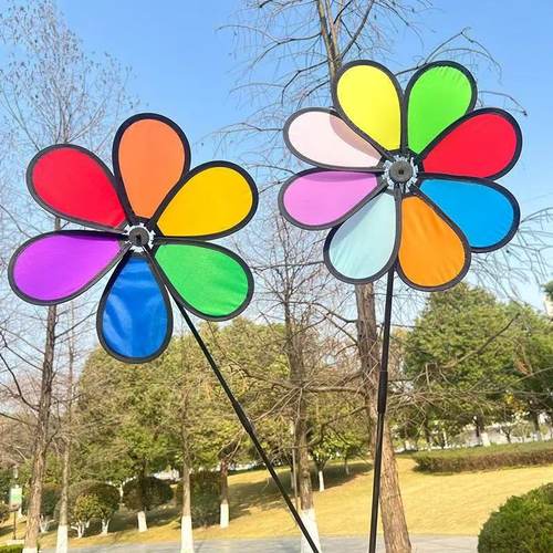 新款布艺七彩风车户外装饰