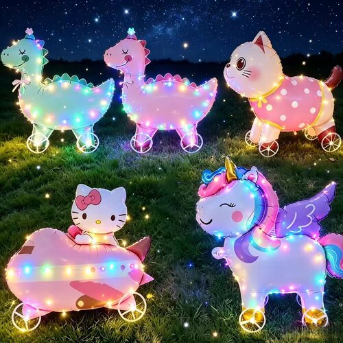 发光动物走路带轮儿童生日气球