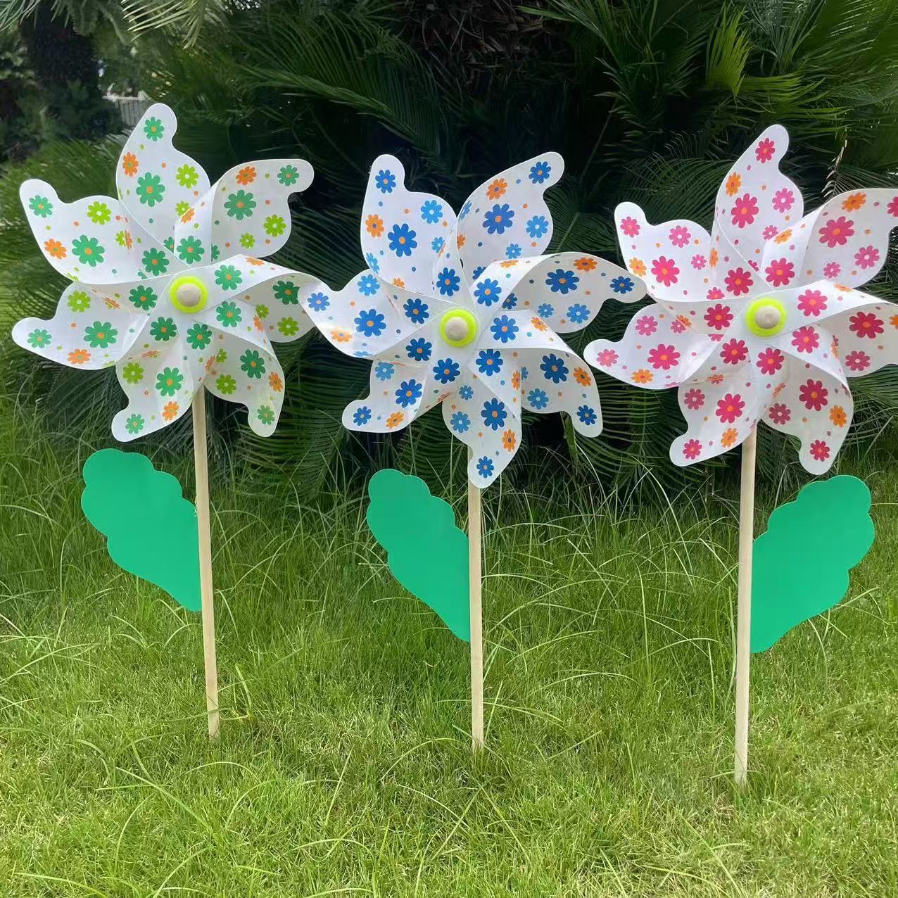 七彩木桿風車道具兒童玩具擺地攤