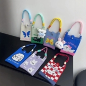 手机包女斜挎2025新款 小包布艺手机袋女小挎包针织包编织迷你包包