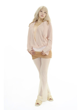 Kiss Order-2025ss 雪纺优雅独家风假两件连裆长袖上衣