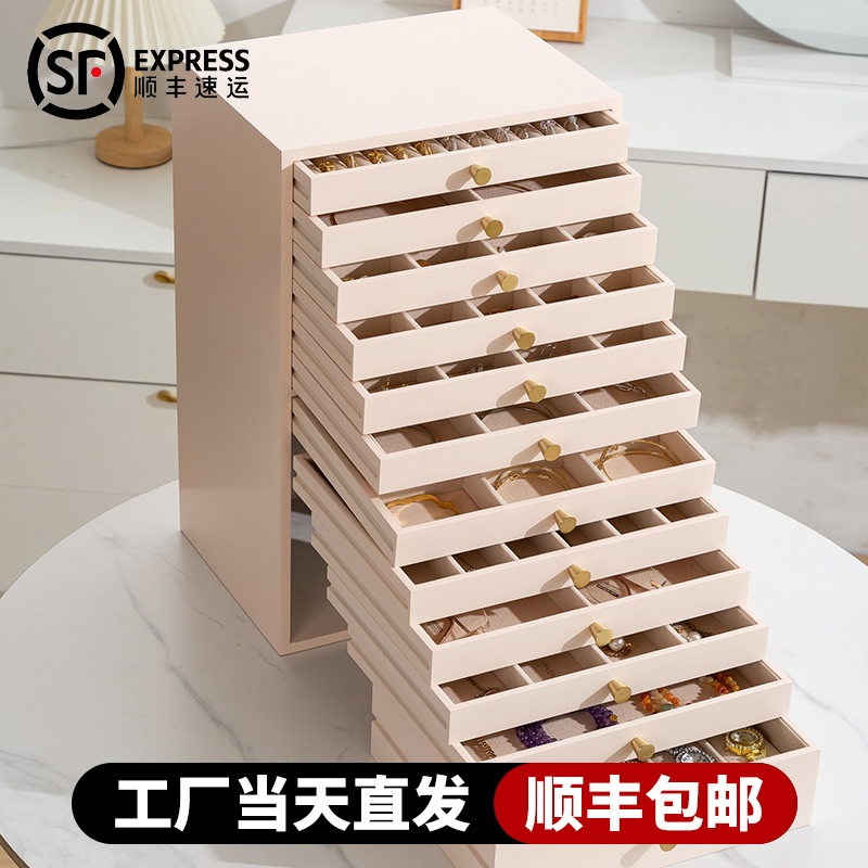 12层木质漆器柜式首饰盒