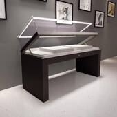 定制博物馆液压防尘展示柜古玩字画玉器文物展览陈列柜玻璃柜台