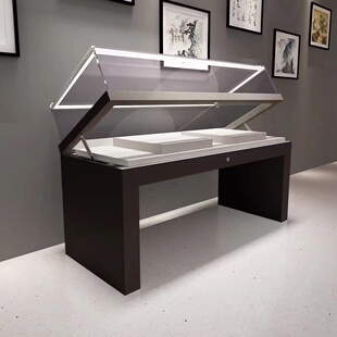 定制博物馆液压防尘展示柜古玩字画玉器文物展览陈列柜玻璃柜台