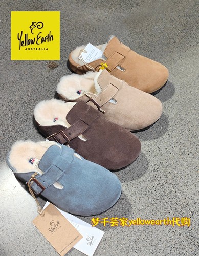 25新款勃肯拖鞋YELLOW EARTH包头休闲时尚防滑男女同款羊毛搭扣鞋