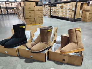 中筒女士羊皮毛一体一脚蹬平底雪地靴03C 经典 YellowEarth新款 冬季