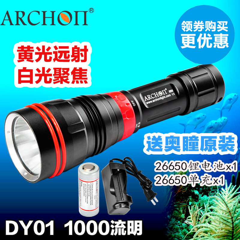 ARCHON奥瞳DY01专业潜水手电筒 LED远射灯 黄光/冷白光 1000流明|ruв категории открытый/альпинизм/в поход/Поездки товаров, наружного освещения, дайвинг оборудования освещения - от Buy2taobao.com для оказания профессиональной услуги покупки агента Taobao