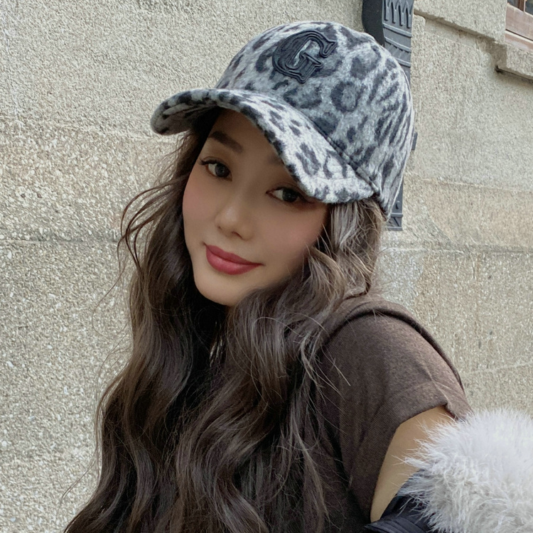 BXLS.进口硬顶豹纹女秋冬棒球帽