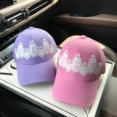 BXLS.进口甜美蕾丝春夏鸭舌帽显脸小遮阳夏季 棒球帽百搭帽子女潮