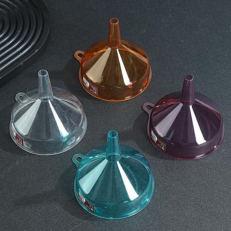 带长柄透明漏斗器带挂孔透明加厚塑料小口径液体加油分装工具水槽