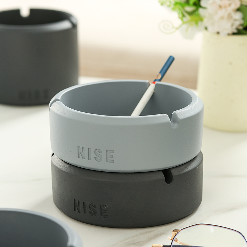 简约水泥烟灰缸高颜值ins风办公室家用酒店民宿餐厅创意大号烟缸