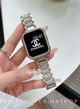 适用于iwatch8金属满天星表带苹果手表s9applewatch表带高级感女