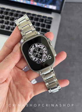 适用于iwatch910ultra苹果手表s8applewatch小方块不锈钢金属表带