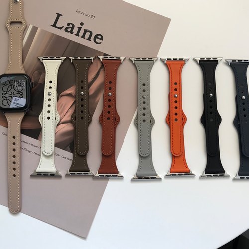 适用iwatchS8910表带真皮气质