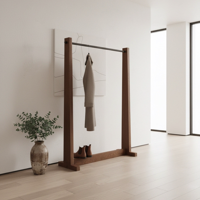 全实木落地衣帽架卧室家用原木挂衣架简约款服装陈列架木质展示架
