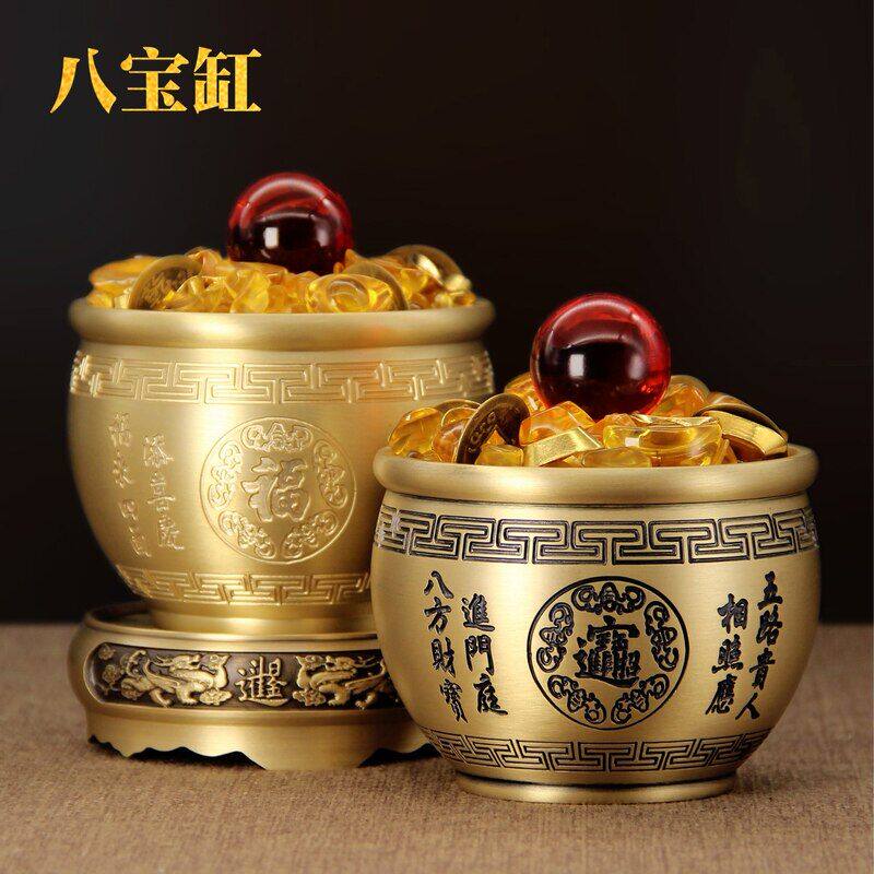 黄铜聚宝缸摆件纯铜米缸存钱罐家居玄关工艺品乔迁送礼祝福特色缸