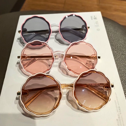 Детские модные милые солнцезащитные очки для девочек, в цветочек, защита от ультрафиолета