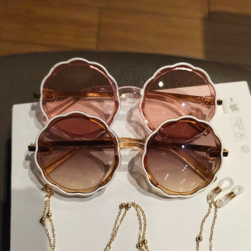 Детские модные милые солнцезащитные очки для девочек, в цветочек, защита от ультрафиолета