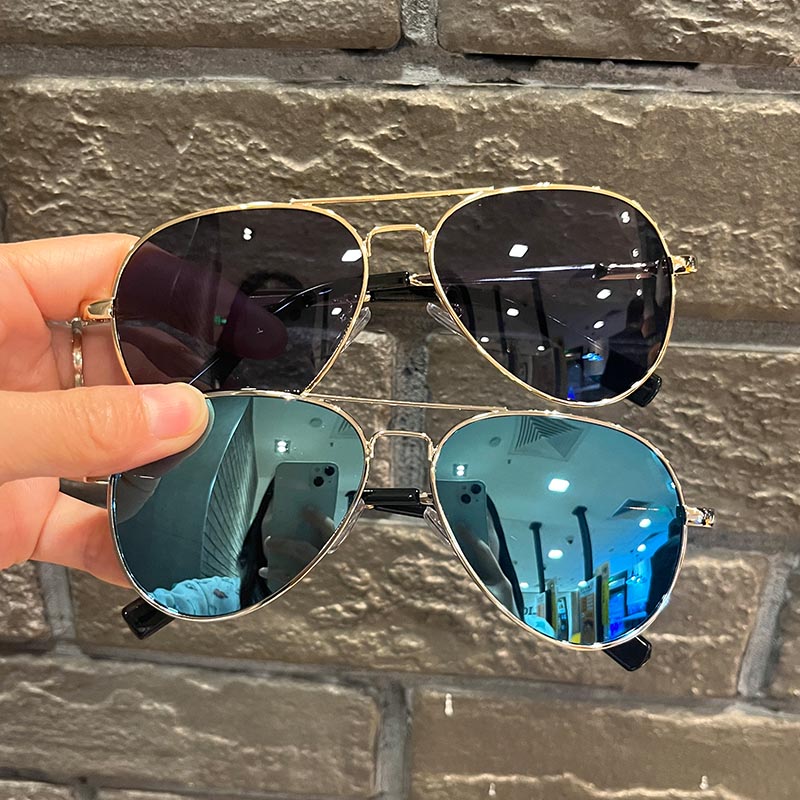 儿童太阳镜男女童时尚帅气飞行员蛤蟆镜中童防紫外线偏光墨镜眼镜