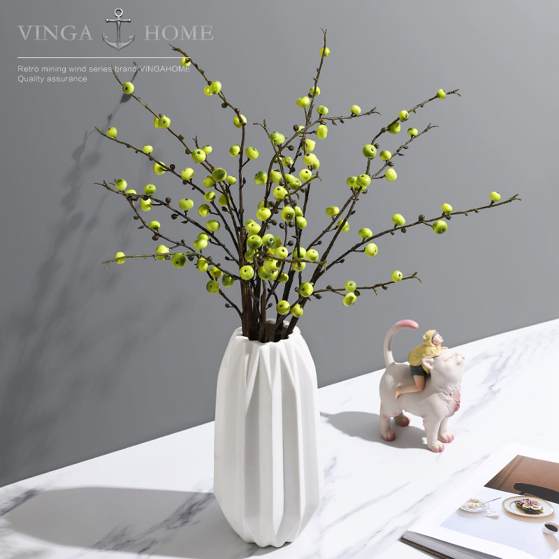 北欧式仿真花叉海棠果客厅餐桌室内茶几花艺插花绢花假花装饰摆件
