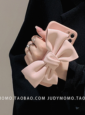 p50pro适用p40华为p30pro蝴蝶结mate50手腕带nova8粉色少女心苹果15promax硅胶防摔全包边14手机壳荣耀90