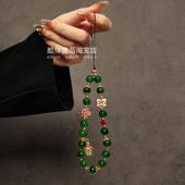 中国粉绿水晶串珠手提链手腕短挂绳手机壳包包ccd相机装 饰挂件潮