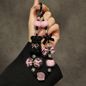 奢华高级感水钻熊手提链条手腕短挂绳带夹片手机壳钥匙扣包包挂件