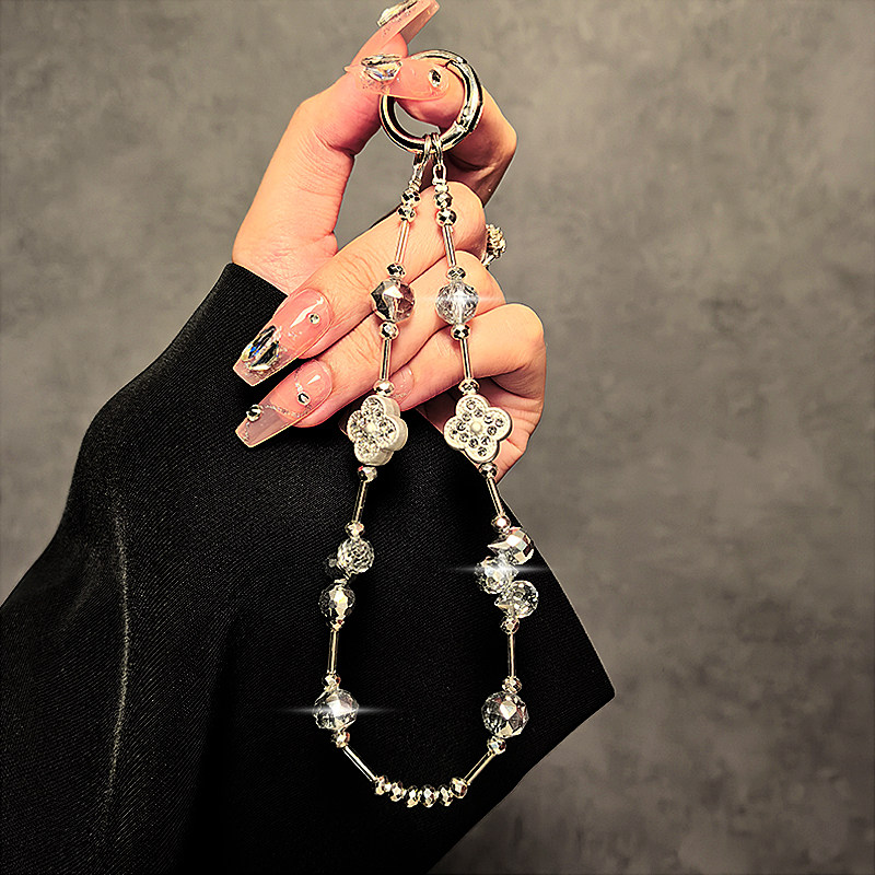 奢华高级感水晶珠子手提链手腕短挂绳带夹片手机壳钥匙扣包包挂件,3C数码配件,手机挂件/手机链,淘宝优惠券,粉丝福利购,淘宝优惠卷