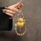 新年招财猫香槟金水晶串珠手提链手腕短挂绳手机壳钥匙扣包包挂件