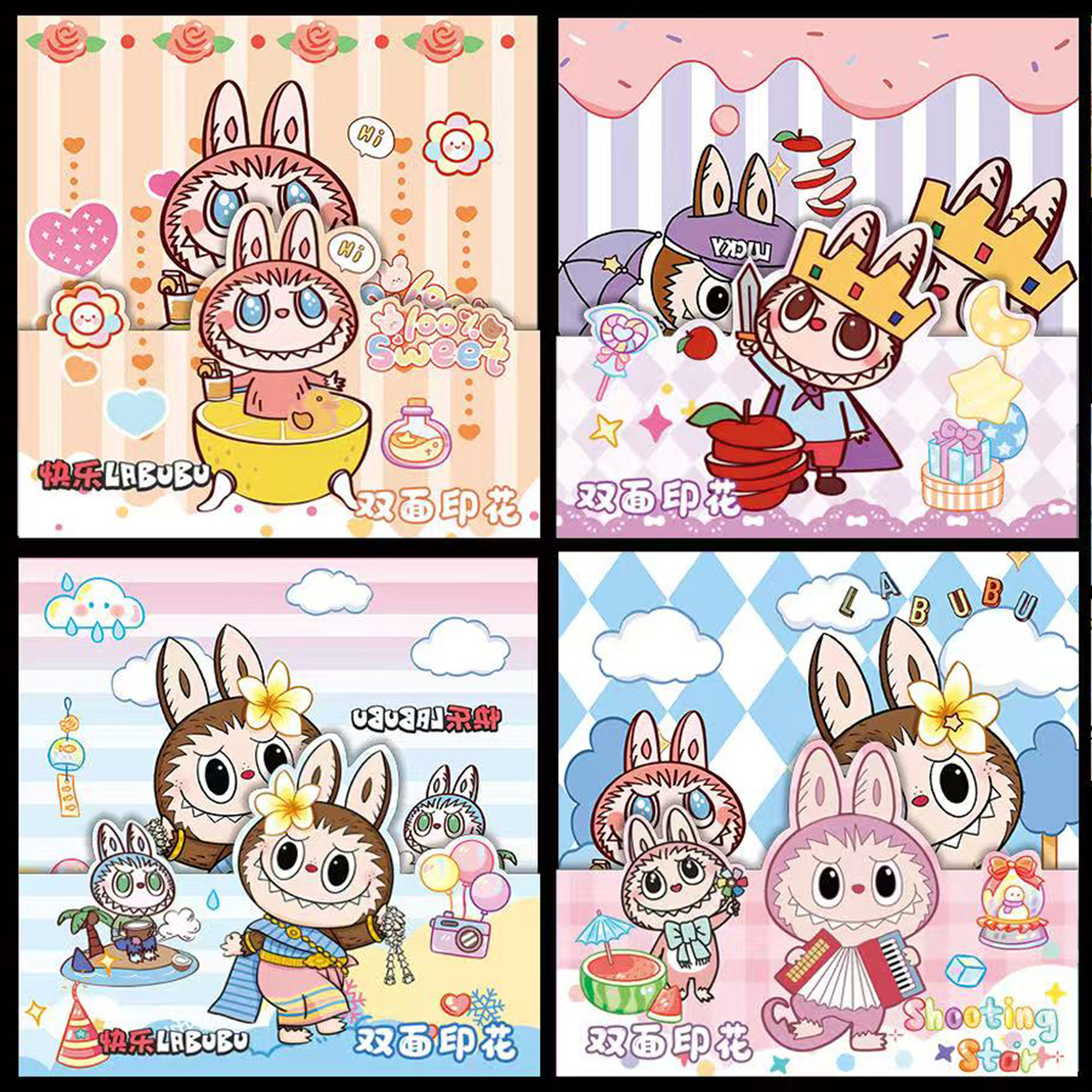 拉布布双面折纸彩色印花17cm15cm手工折彩纸正方形剪纸千纸鹤纸