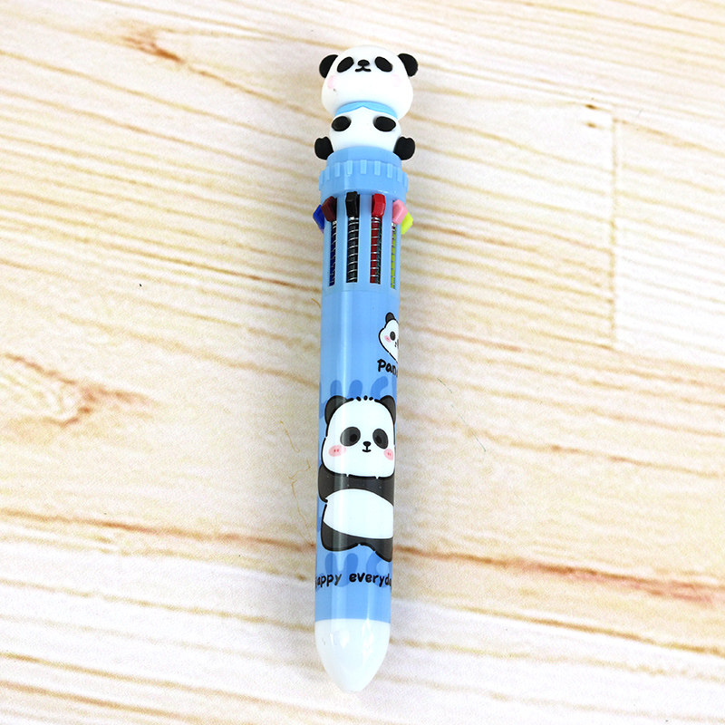 무료 배송 귀여운  팬더 10 색 볼펜 컬러 다기능 프레스 인터넷 연예인 멀티 컬러 오일 펜 프레스 컬러 펜