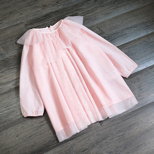 外贸出口欧美春秋新款大中小女童宝宝娃娃裙公主网纱长袖连衣裙子