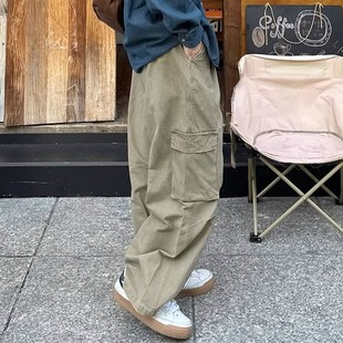 裤 慵懒风裤 春秋款 日系秋季 子男 男生宽松直筒垂感长裤 灰色水洗工装