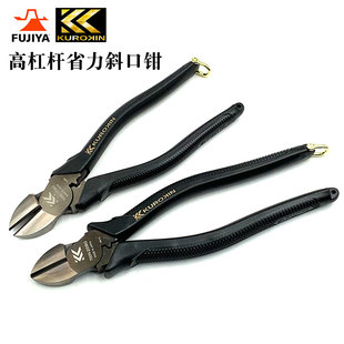日本进口FUJIYA富基亚黑金高杠杆省力斜口钳电工剪线斜嘴钳偏口钳