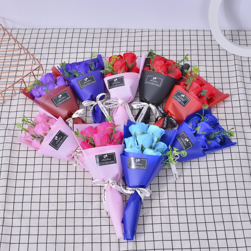 教师节礼物7朵香皂花小花束仿真