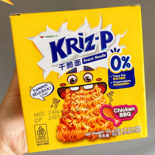 嘎滋派KRiZ-P干脆面烧烤鸡肉味油炸方便面零食干脆面休闲办公室