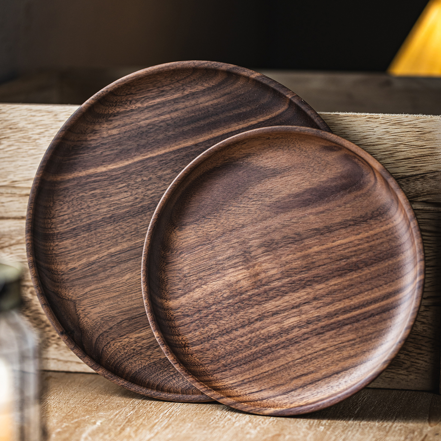 瓷满堂黑胡桃木质托盘整木无拼接