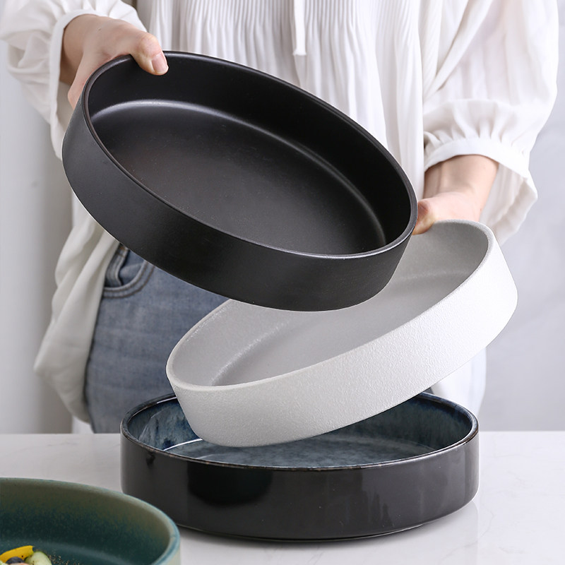 陶瓷深圆盘黑色汤盘深盘家用加深大盘子大号剁椒鱼头水煮鱼小龙虾,餐饮具,盘,淘宝优惠券,粉丝福利购,淘宝优惠卷