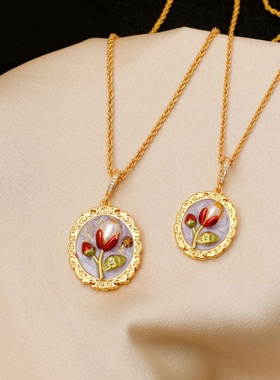 油画框巴洛克珍珠项链女轻奢小众