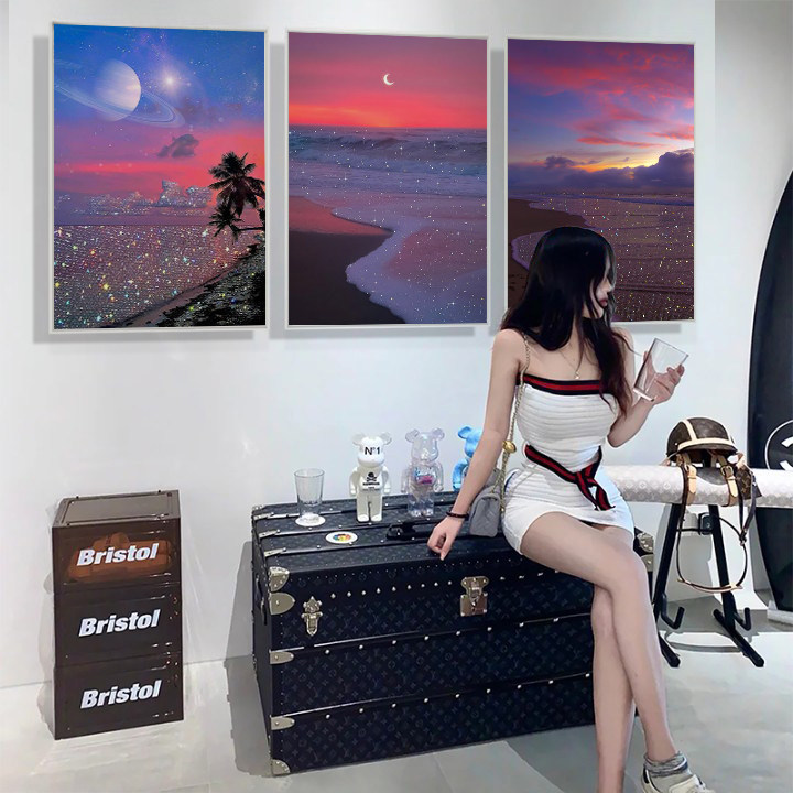 卧室客厅现代轻奢高级感挂画海滩