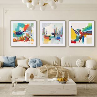 抽象小众油画现代简约奶油风客厅装饰画玄关旋涡彩虹艺术家挂画