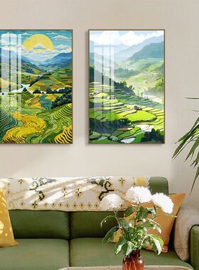 客厅田园风光装饰画梯田风景
