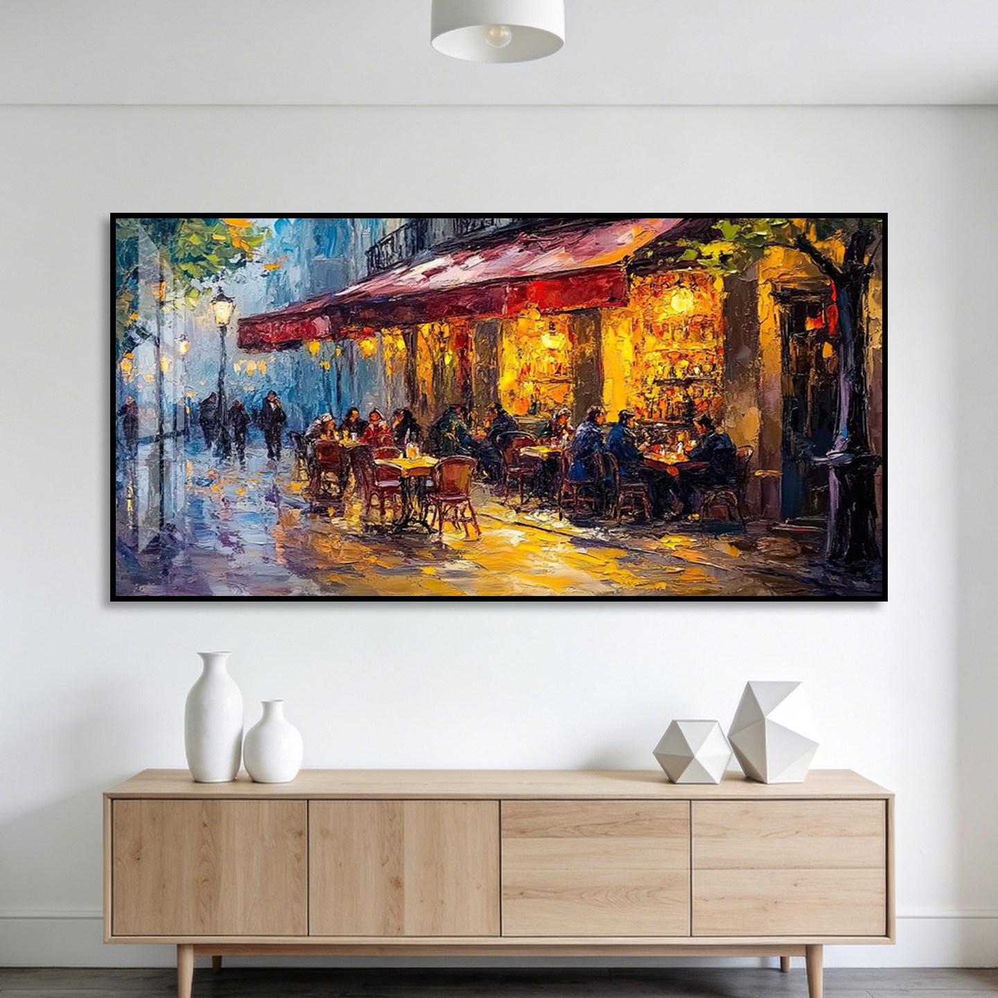 巴黎街景油画风装饰画餐厅玄关走廊风景艺术壁画西餐厅咖啡馆挂画