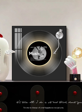 黑胶唱片装饰画清吧酒吧高级感墙面挂画LED蓝牙音响发光创意摆画