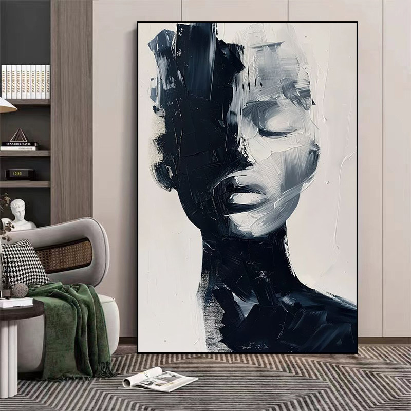 手绘油画风抽象女人挂画客厅创意人物个性艺术装饰画时尚潮流摆画